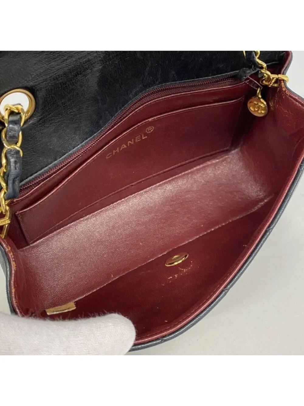 Chanel Shoulder Bag Diana Lambskin Black Gold